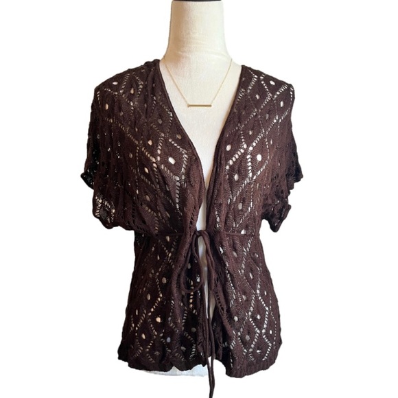 Copper Key Tops - Copper Key Brown Crotchet Top Size XL